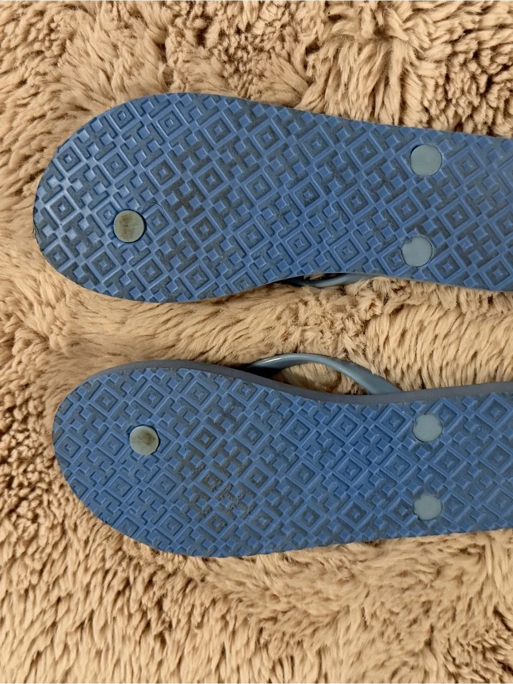 Tory Burch Sky Blue Flip Flop Sandals with Gold Logo